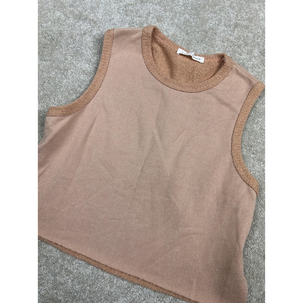 Honey Punch Sweater Vest Womens Small Beige Crew Neck Sleeveless Cropped‎ Knit